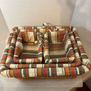 Striped Wicker Storage Basket Set